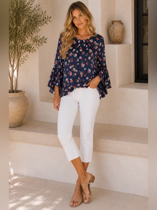 Milly Tops - NWT Milly Silk Floral Bell Sleeve Blouse Sz 6 Coquette Designer Top Retail $325